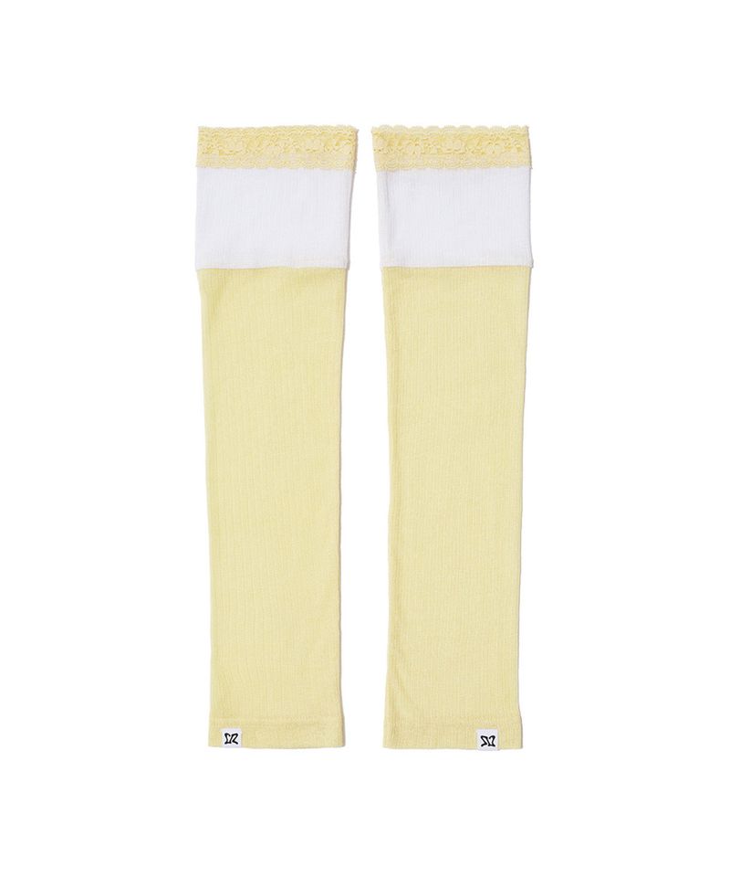 LACE LAYERED OPEN TOE SOCKS - YELLOW