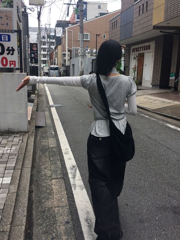 リンオー ポケット デニム ワイドロングパンツ