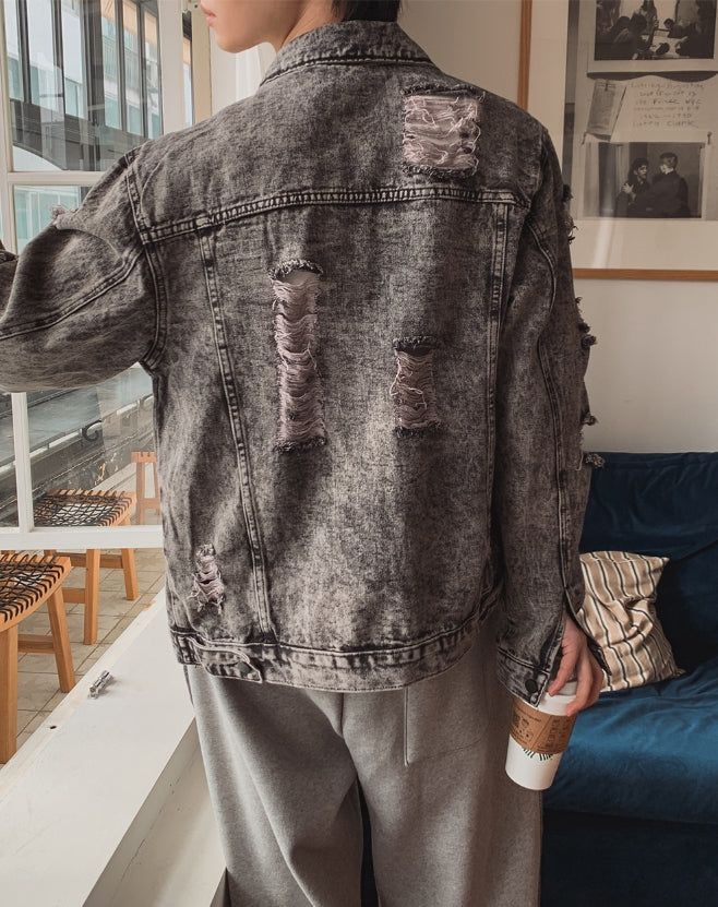 Metro Washing Damage Denim Jacket