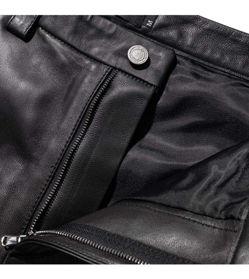 LAMSKIN CURVED LINE PANTS