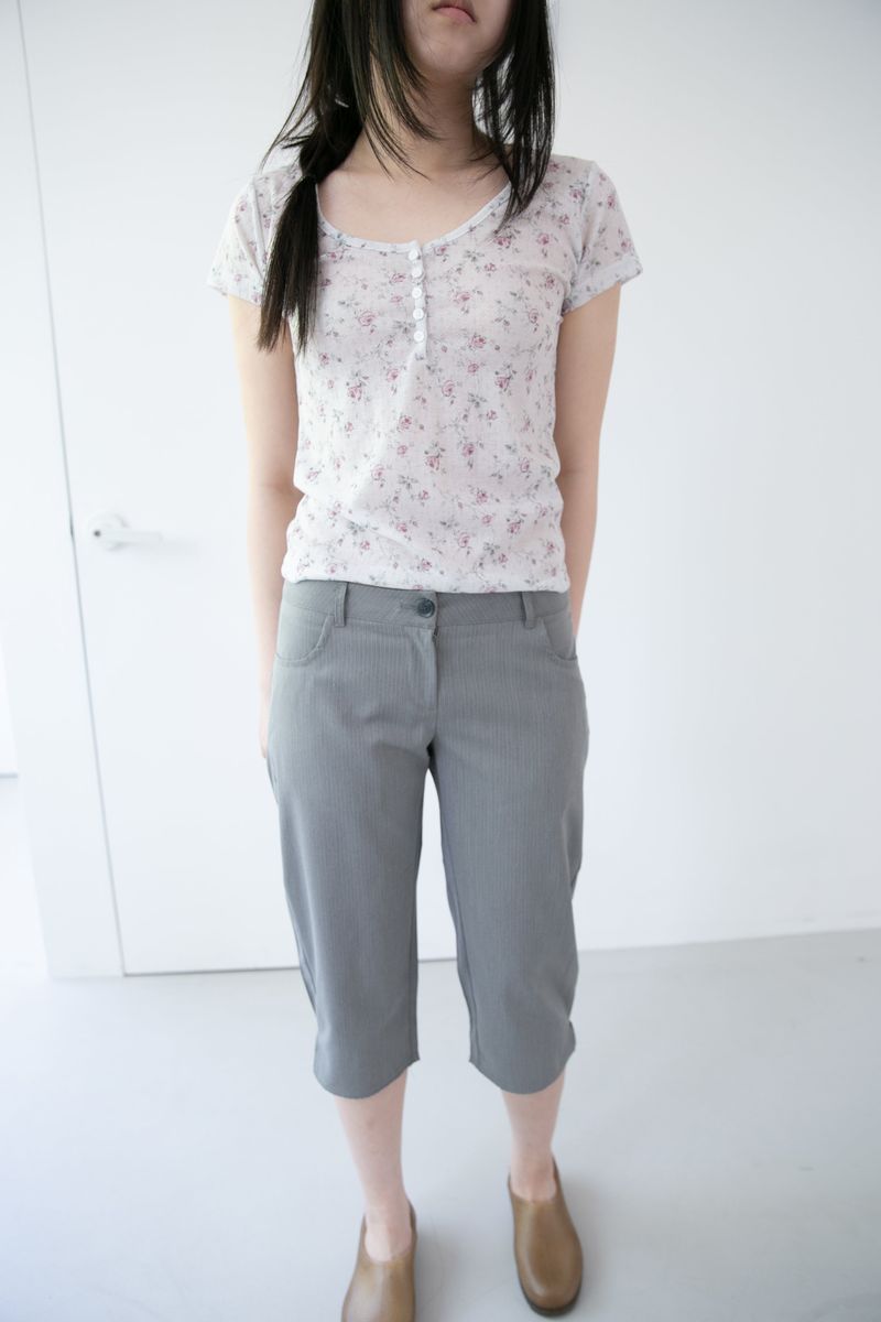 stripe low-waist capri pants(2colors)