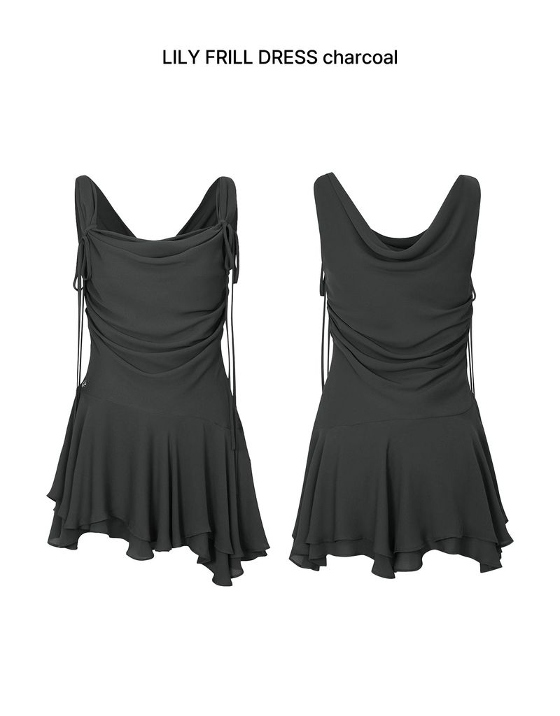 LILY FRILL DRESS charcoal