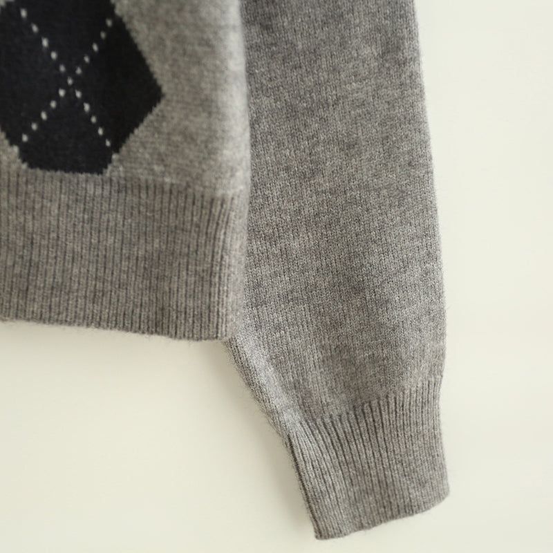 Chloé Argyle V-Neck Knit Sweater