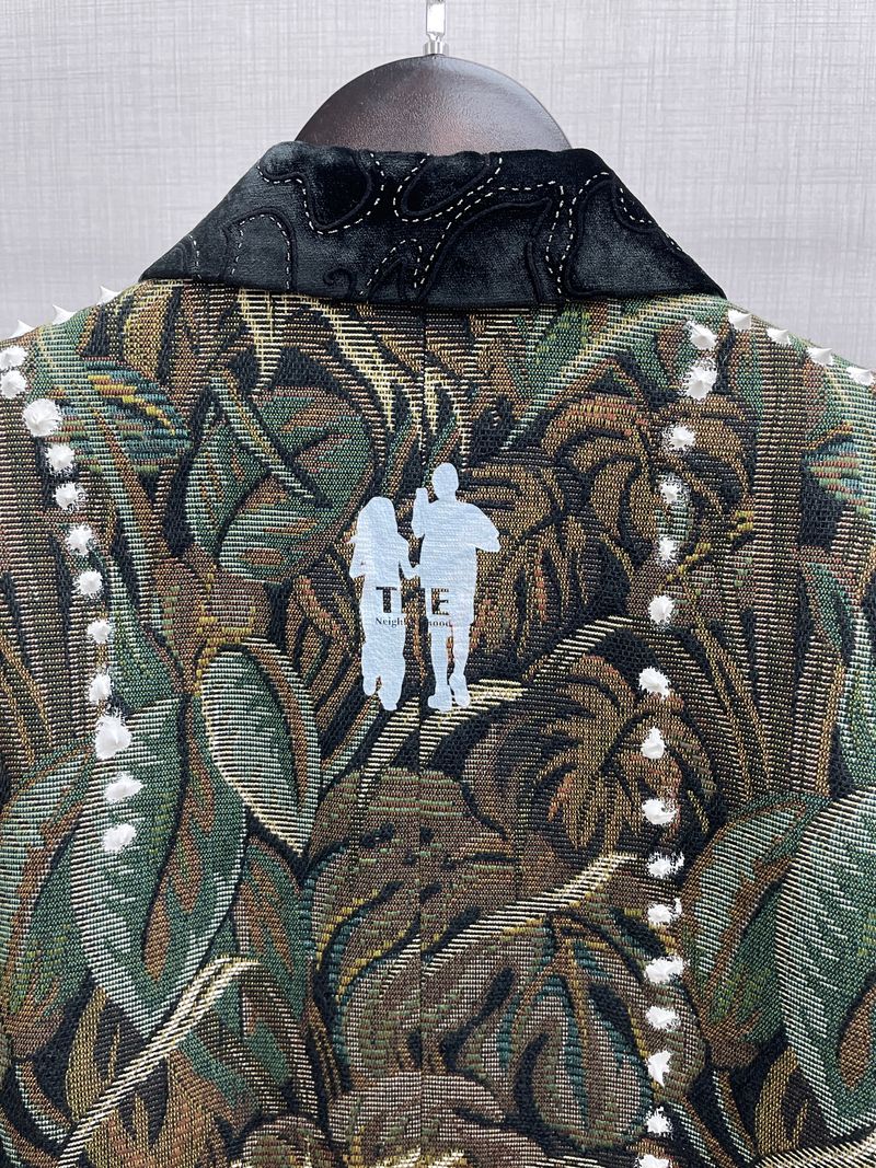 Bottle Green and White Pendant Pattern Suit