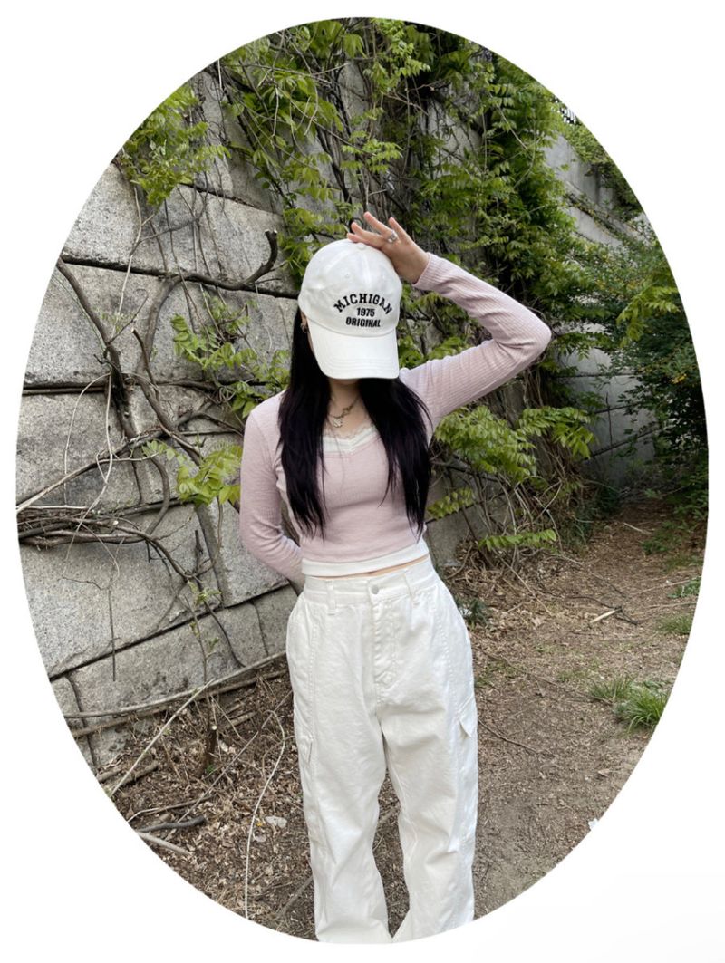 Stitch Wide Cotton Cargo Pants