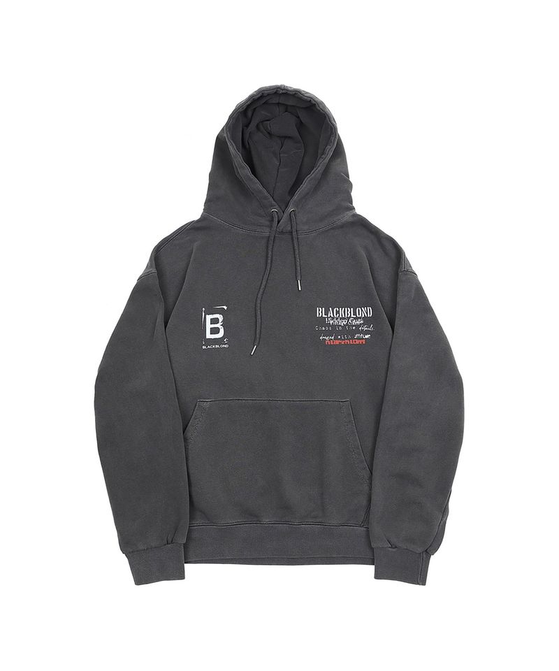 BBD ヴィンテージ クラッシュ ピグメント パーカー (Charcoal)