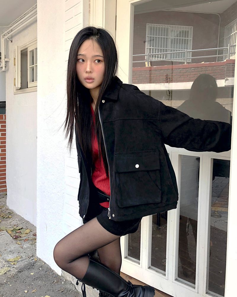 Rinu Shearling-lined High-neck Suede Jacket