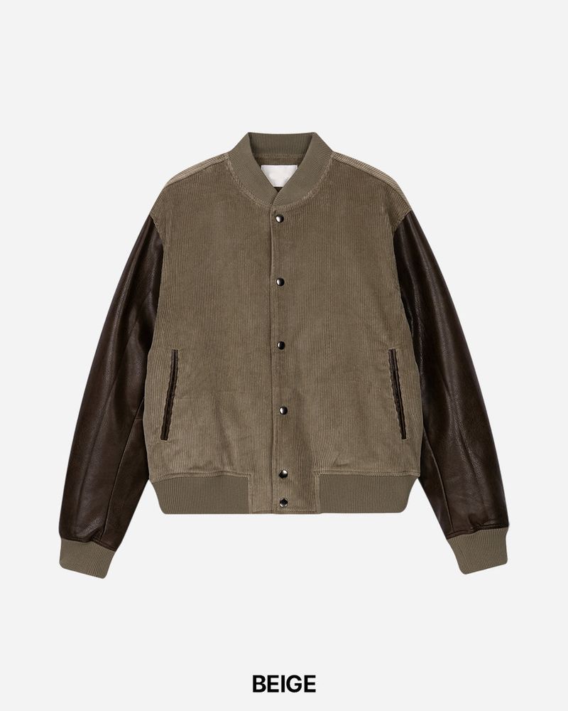 Baseball Corduroy Leather Jacket