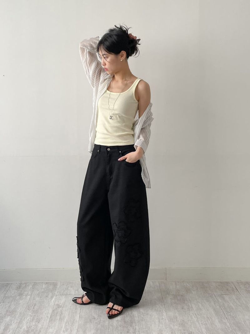 フローラル パッチ バルーン ワイド パンツ