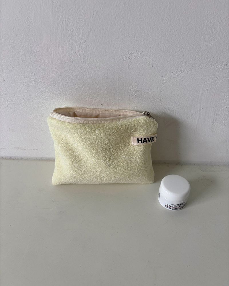 Terry flat pouch - lemon , S size