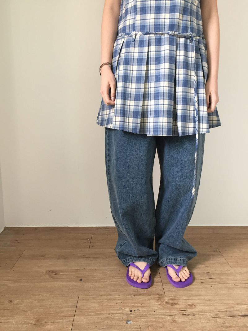 Low Check Pleated Dress (2color)