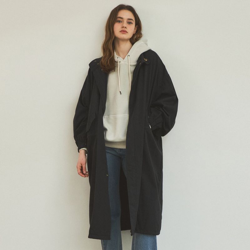 90s Classic Fishtail Long Bomber Jacket_Black