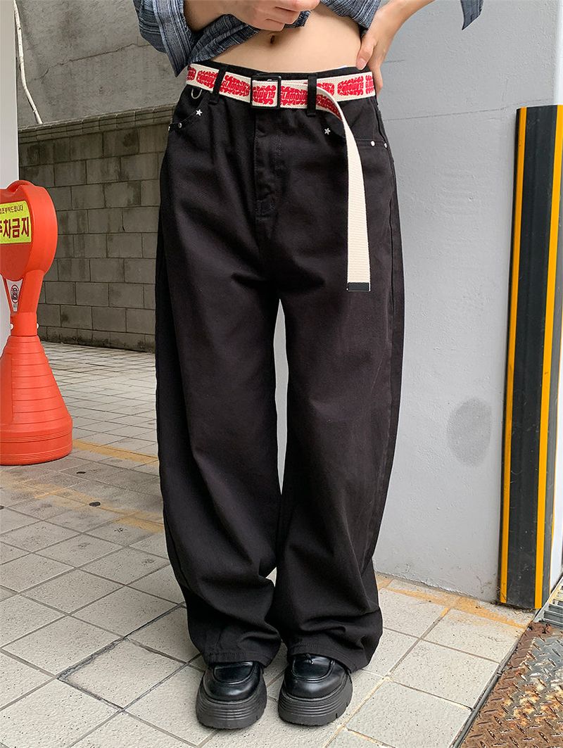 STUD FLAP COTTON JEANS