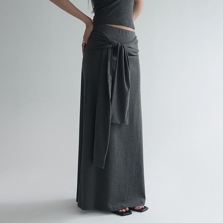 [Lacobin] Tie Flare Long Skirt - 3color