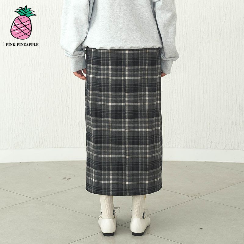 CHECK LONG SKIRT