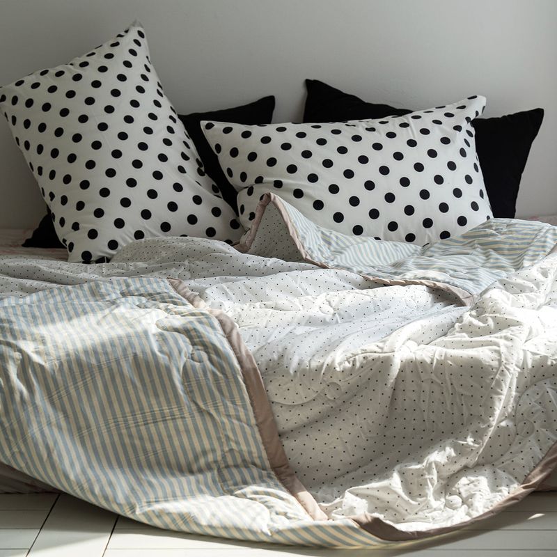Borderline Pattern Reversible Summer Comforter - simple dot - Q size