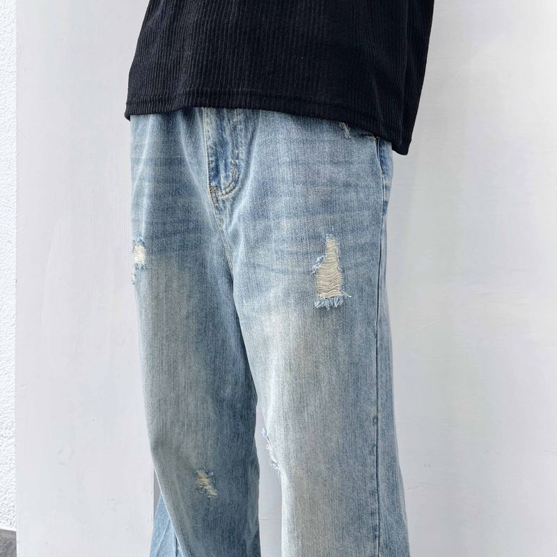 Light Wash Distressed Denim Pants