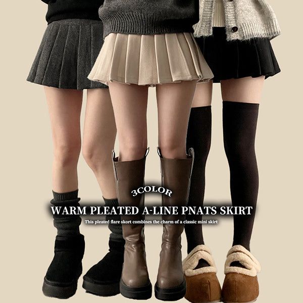 Guts warm pleats A-line wool miniskirt