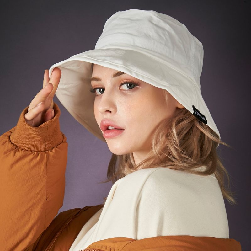 wide brim washing bucket hat white
