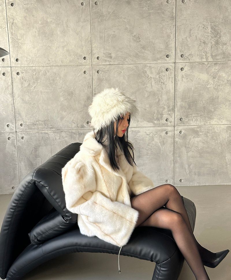 Raccoon Mix Fake Fur Bucket Hat