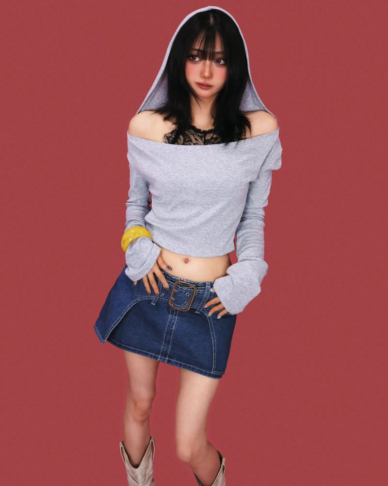 butter low denim mini skirt (속바지)