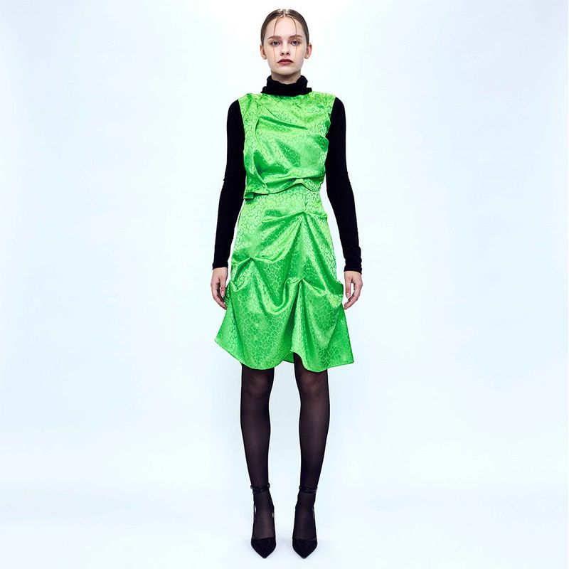 KIMZISU(キムジス)の「DOZI - Satin Leopard Dress _ Lime(Dresses)」