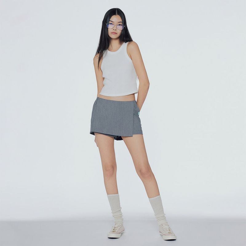 Wrap-front mini skirt pants