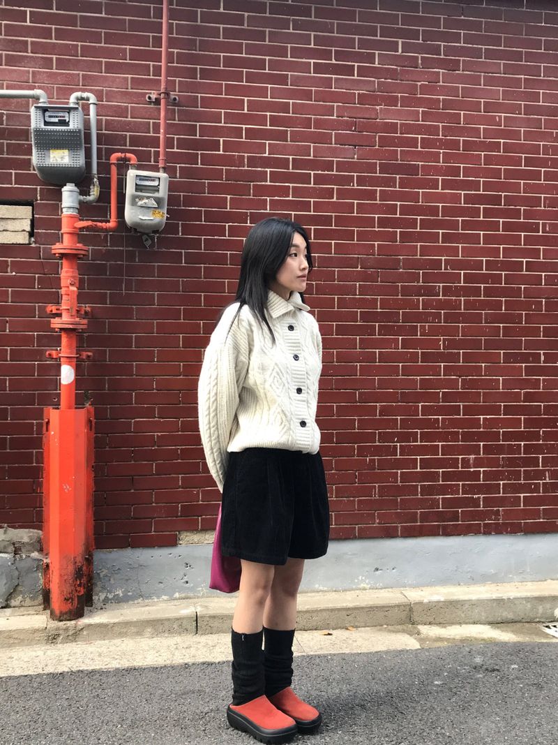 Wool fisher high neck cardigan 