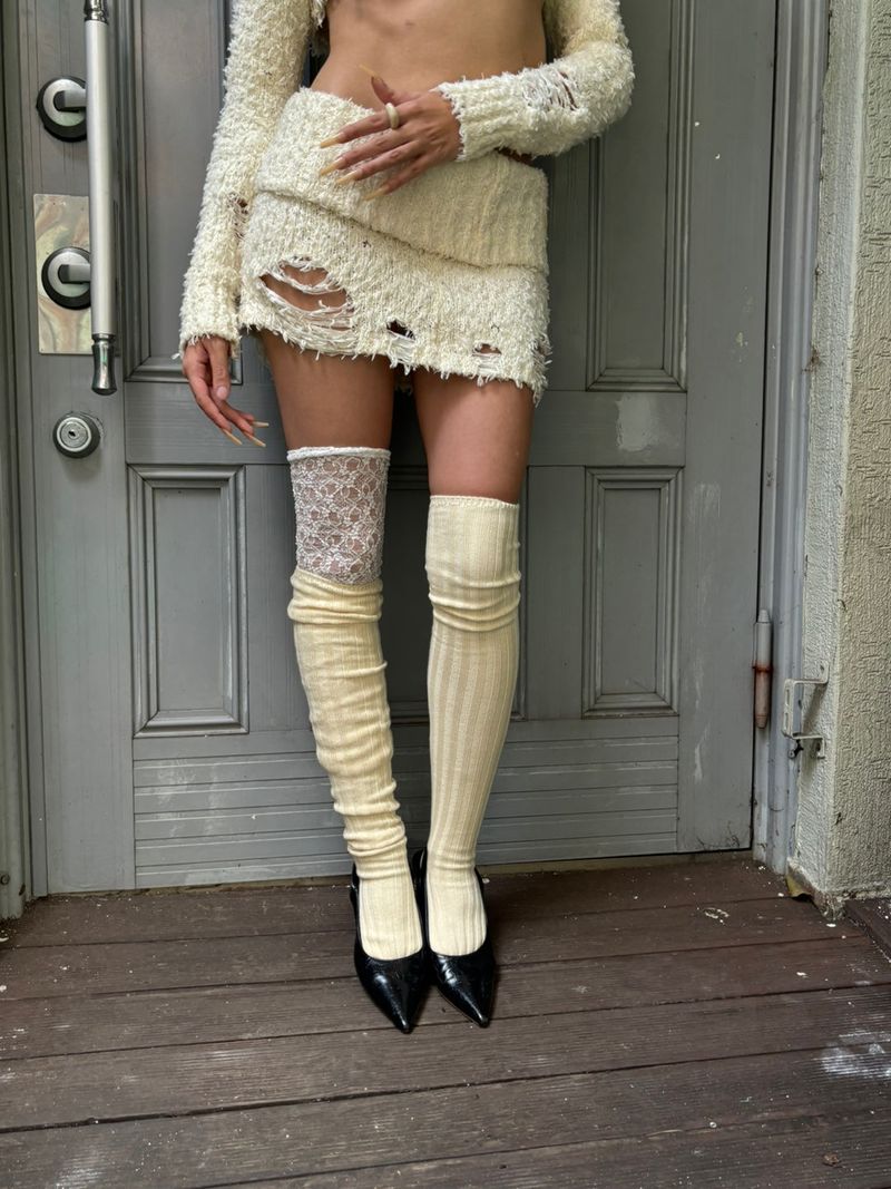 From knee socks (Ivory)