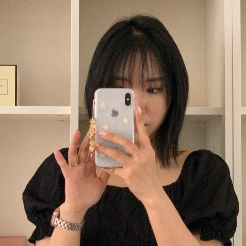 [handmade] yellow flower pearl pattern jelly hard case