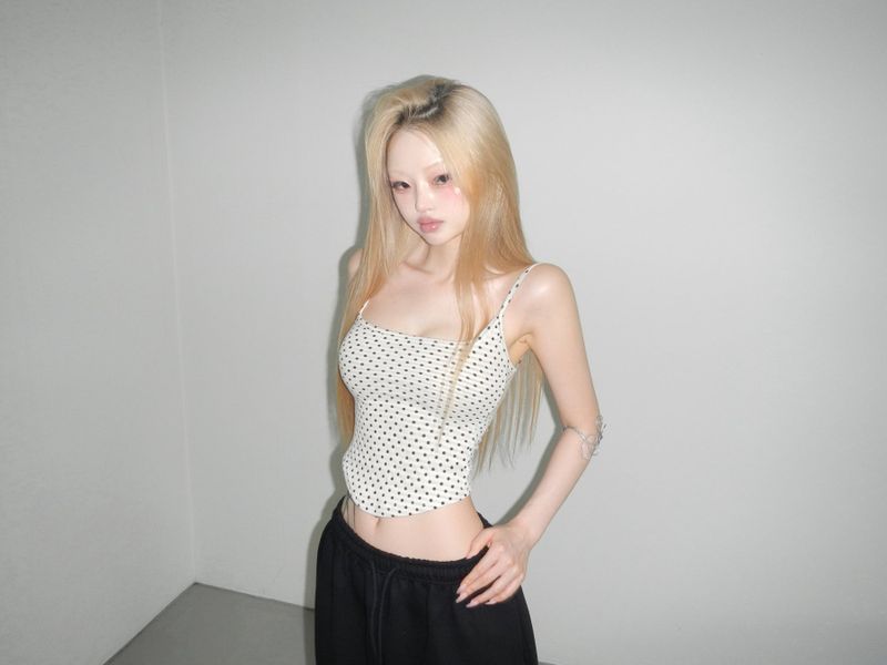 mini crop dot sleeveless(2 color)