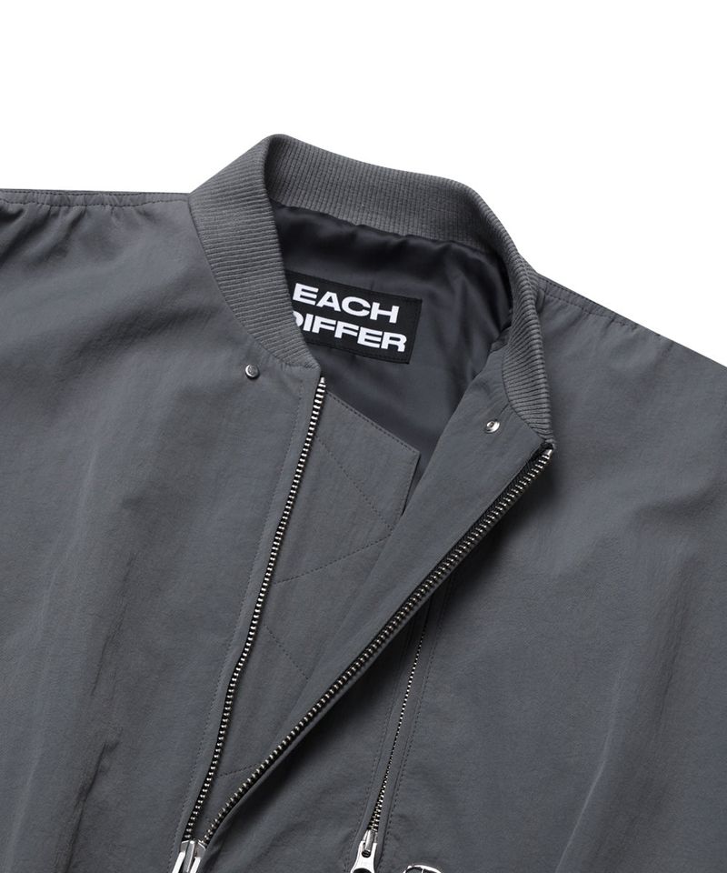 SHIRRING SLEEVED MA-1_GRAY