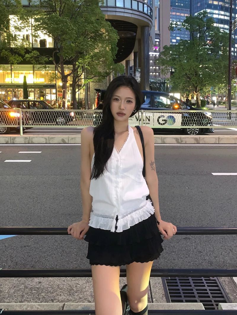 Selly Backless Lace Haler Blouse