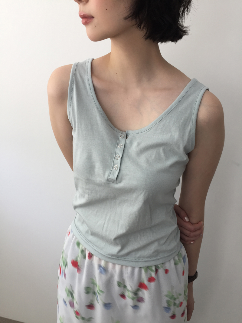 Classic Henry Button Sleeveless (4color)