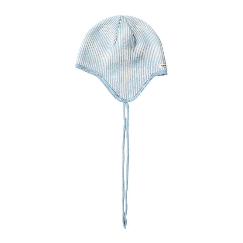 Moire Wave Earflap Beanie (Sky Blue)