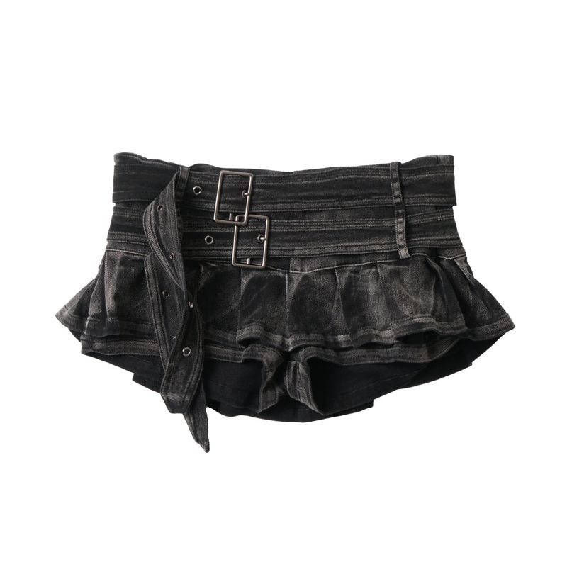 Marlowe Ruffle Belt Denim Skirt