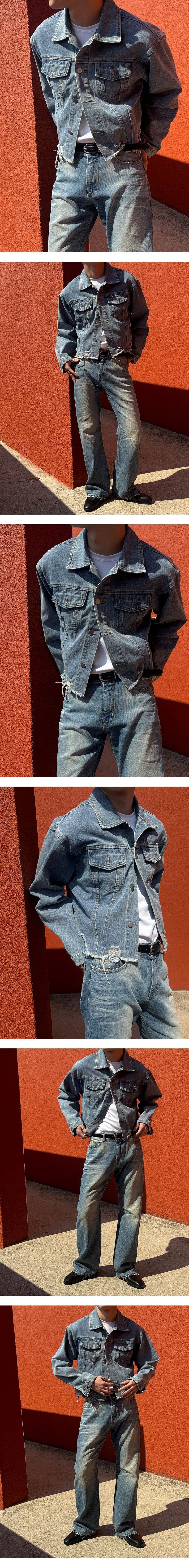 [S/S] Crop damage denim jacket(2color)