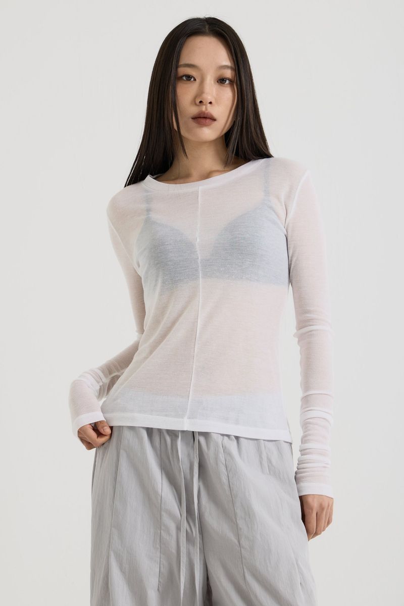 French Wool Tencel Long Sleeve, White
