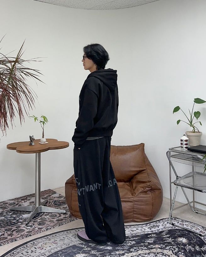 Freno Lettering Hooded Zip-Up