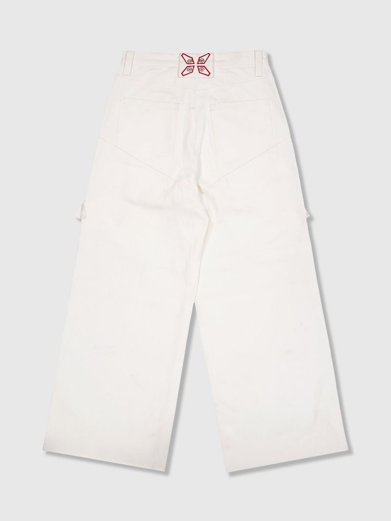 Ghost In The Shell Logo Denim Cargo Pants (White)