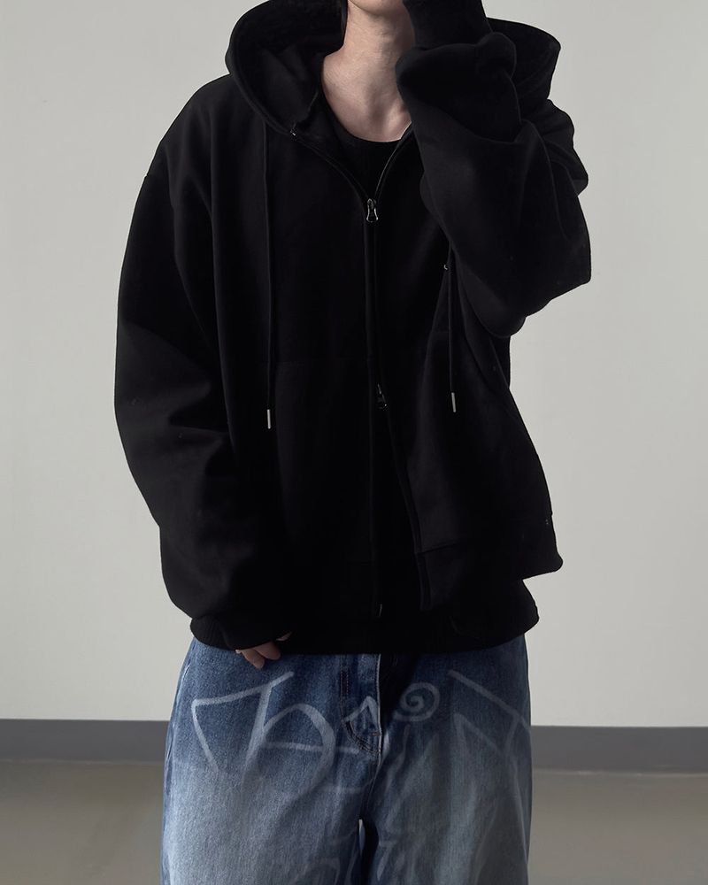 Clean Two-way Crop Hood Zip-up