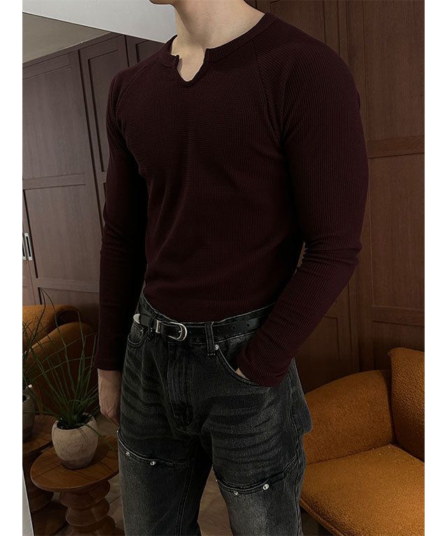 LAURANT（ロラン）の「[MUSCLE FIT] Waffle v slim golgi t-shirts(4color)（Tops）」