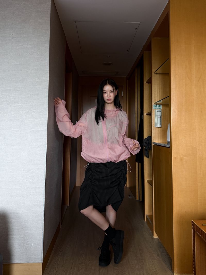 ストライプ シャーリング レイヤード スカート