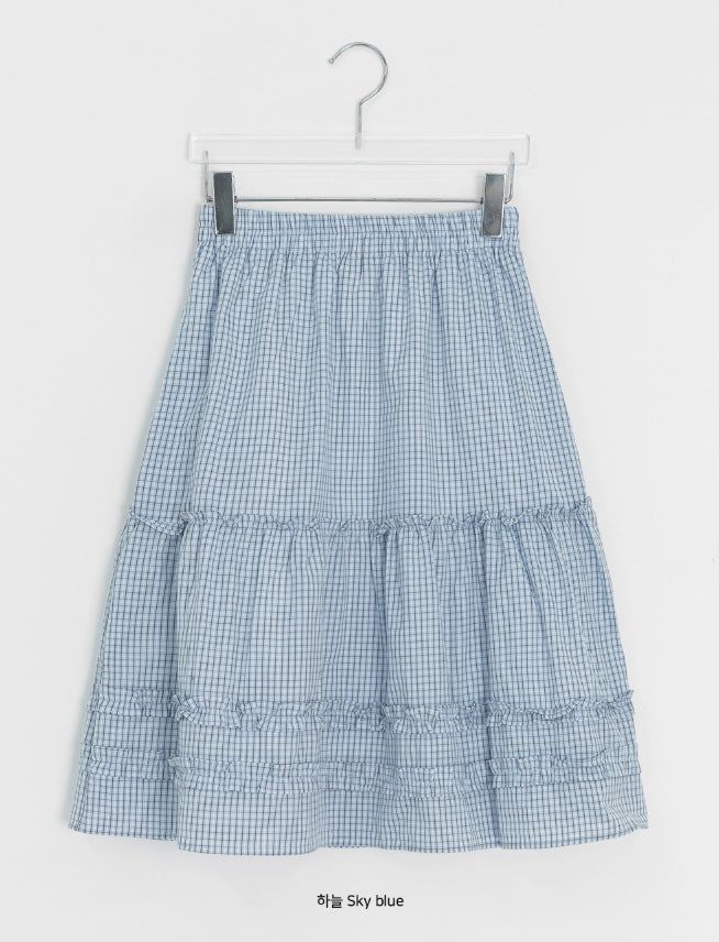 Betel Layered Check Midi Skirt