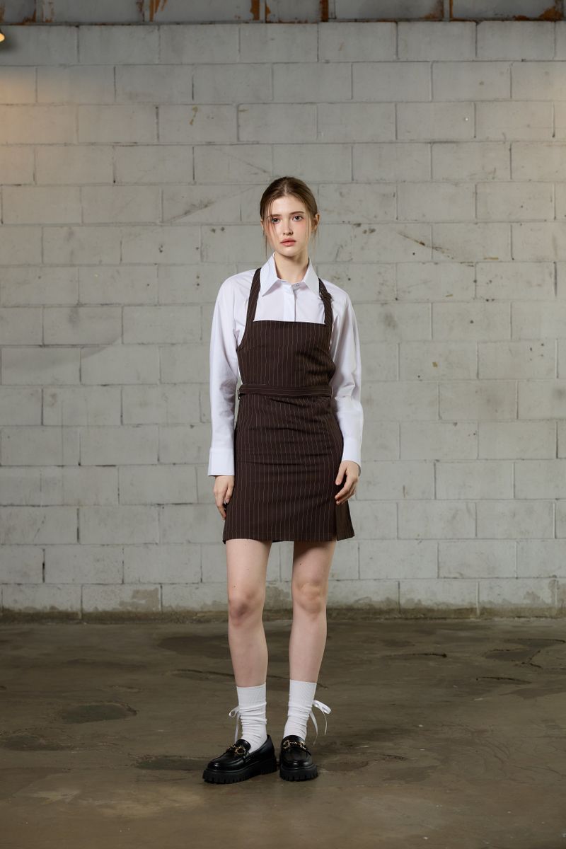 MEOW CROP MINI DRESS / BROWN