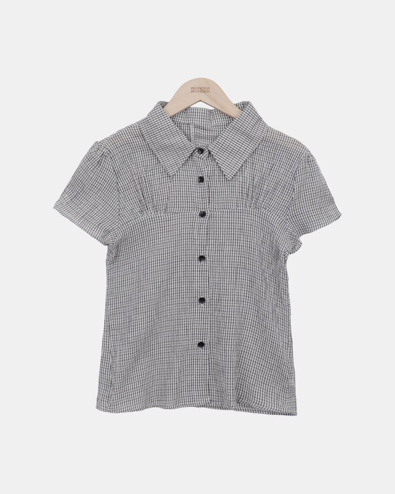 Shukong Check Short Sleeve Blouse