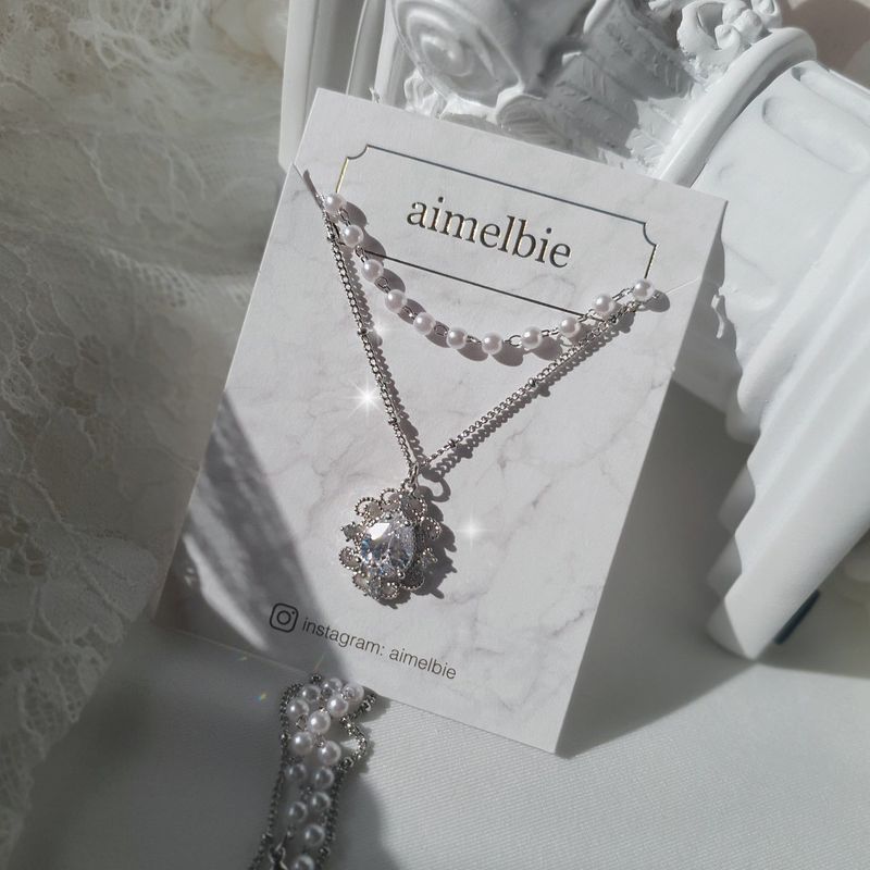 [IVE Liz Necklace/Anti-tarnish] Laced Waterdrop Layered Necklace