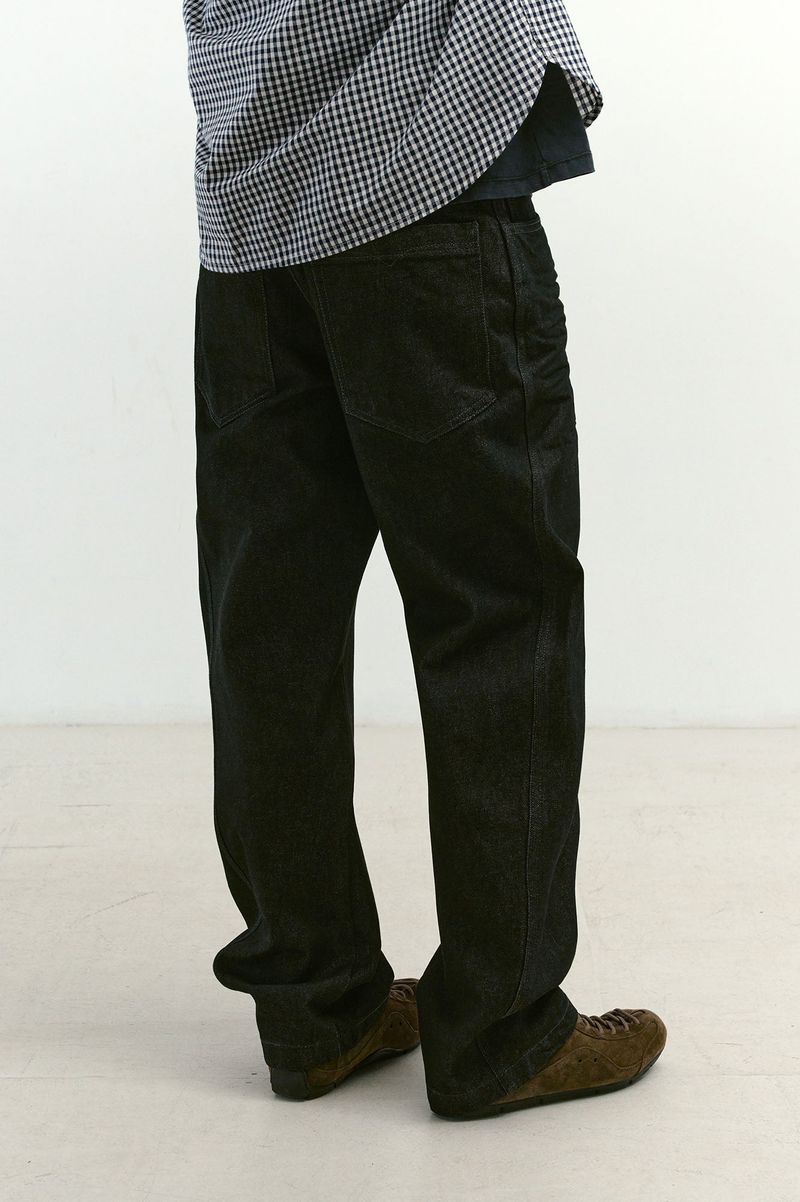 3D Fit Embossed Denim Pants (Black)
