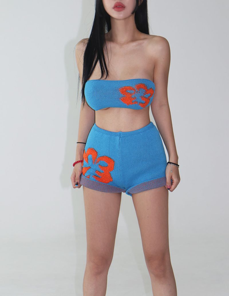 Flower knit bikini swimwear