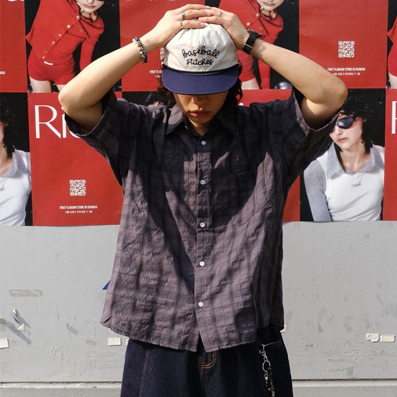 SEMIKAJI（セミカジ）の「[SEMADE] Legacy Vintage Check Half Shirts（Tops）」